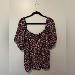 Lush Floral Puff Sleeve Blouse